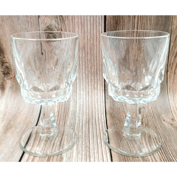 Arcoroc France Crystal Cut Water Goblets Set of 2 Clear Glass 6" Vintage Elegant - Picture 5 of 12